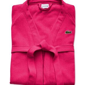 LACOSTE Home - Logo Patch 100% Cotton Pique Bath Robe - Magenta